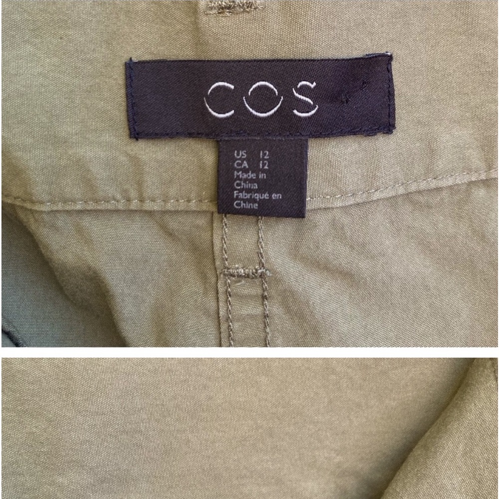 COS Cotton Button Fly Chino Pants Olive Green - Picture 3 of 4